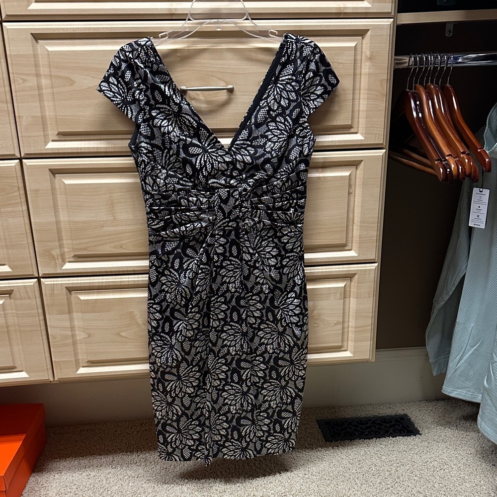 Elegant Black and White Floral Dress